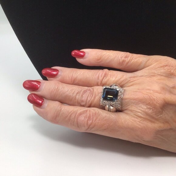 London Blue Topaz Sterling Silver Ring Size 8.75 - Picture 6 of 9